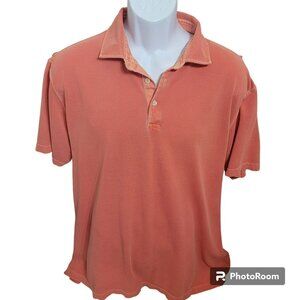 Cremieux Classic Polo Shirt, Men XXL, Solid Orange, Burnout look, Cotton, EUC